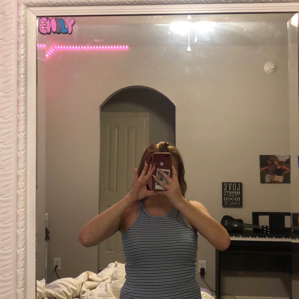 Aeropostale Blue and white striped tank top